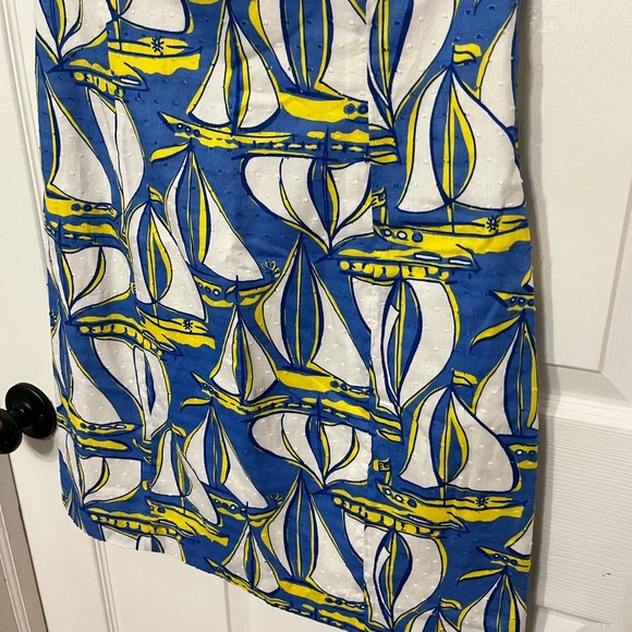 Lilly‎ Pulitzer Blue White Sailboat Strapless Dress - Picture 4 of 7